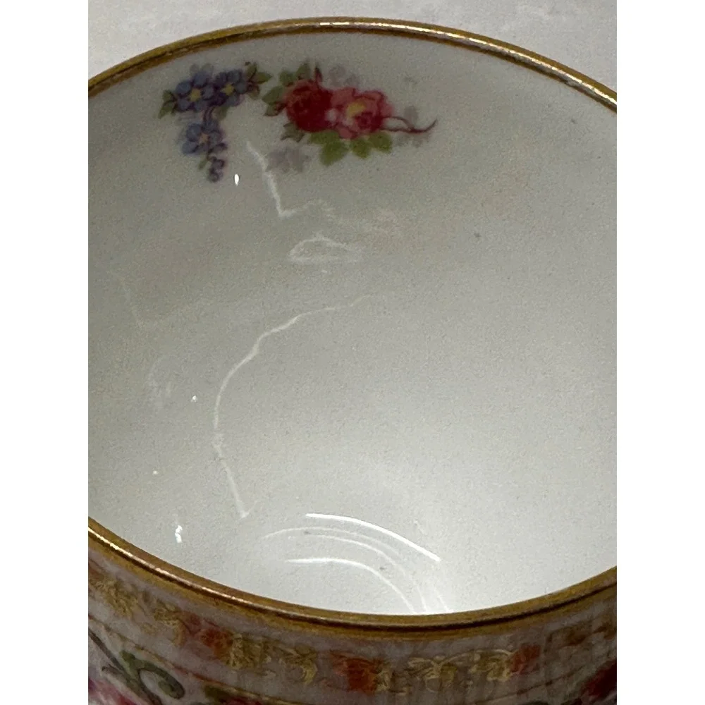 J. Pouyat Limoges France Porcelain Tea Cup and Saucer Set Gold Gilt Pink Rose